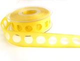 R7235 25mm Lemon Ribbon with Egg Shaped Holes and Wire Edged