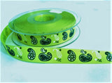 R7271 15mm Green Retro Paisley Design Rustic Taffeta Ribbon, Berisfords