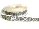 R7284 15mm Natural Rustic Taffeta Ribbon, Printed Black Zebra Design