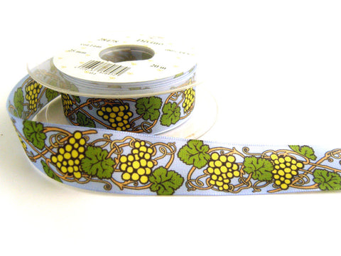 R7300 25mm Grape Vine Design Printed Ribbon "Divino" by Berisfords