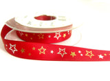 R7351 15mm Red, Gold and Silver Star Design Ribbon by Berisfords
