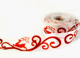 R7159 40mm Reindeer Printed Taffeta Ribbon with Wired Borders