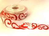 R7363 26mm Reindeer Printed Taffeta Ribbon with Wired Borders