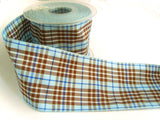 R7172 70mm Blues and Brown Polyester Tartan Ribbon by Berisfords