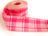R7177 50mm Pinks and White Polyester Tartan Ribbon by Berisfords