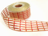 R7393 40mm Sheer Ribbon with Burgundy and Metallic Gold Stripes