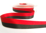 R7407 16mm Red and Black Bold Stripe Polyester Taffeta Ribbon by Berisfords