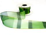 R7411 44mm Mixed Green Bands Sheer Ribbon with Gold Borders