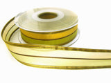 R7412 25mm Green,Gold and Brown Sheer and Silk Striped Ribbon, Berisfords