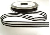 R7420 10mm Black Satin and Sheer Striped Ribbon by Berisfords