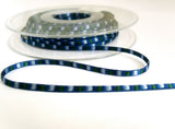 R7428 3mm Royal Blue, Green and White Woven Silk Ribbon