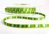 R7429 3mm Meadow Green, Emerald, Brown,White Woven Silk Ribbon