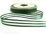R7437 10mm Forest Green Satin and Sheer Striped Ribbon by Berisfords
