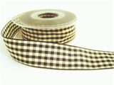 R7440 25mm Black and Natural Cream Gingham Ribbon by Berisfords