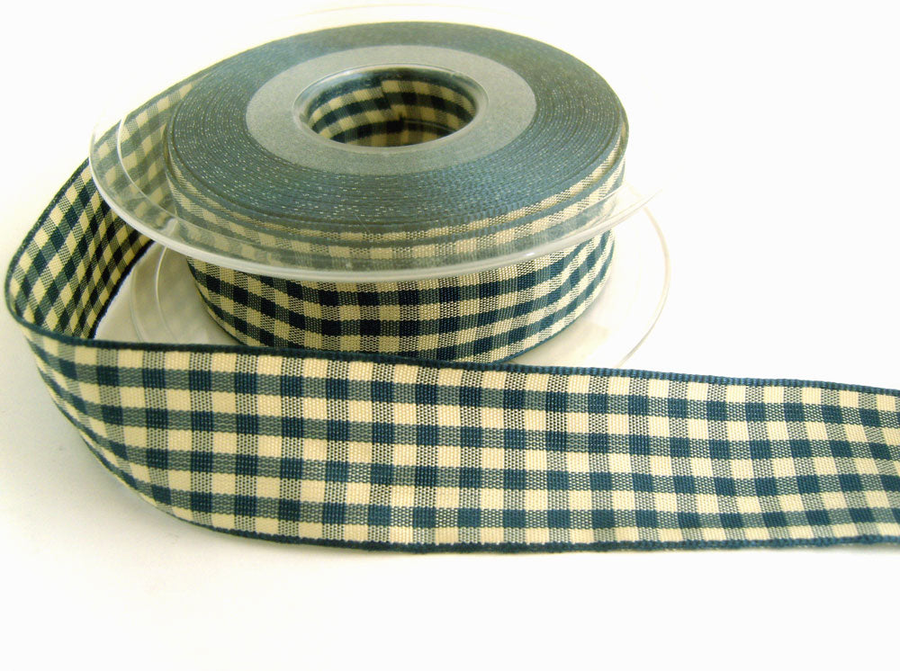R7441 25mm Dusky Blue & Natural Rustic Gingham Ribbon – Ribbonmoon