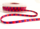 R7444 3mm Plum, Orange, Pink and Royal Blue Woven Silk Ribbon