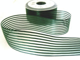 R7450 40mm Forest Green Sheer and Satin Stripe Ribbon by Berisfords