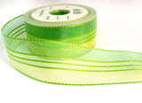 R7504 16mm Meadow Green "Bold Stripe" Sheer Ribbon by Berisfords