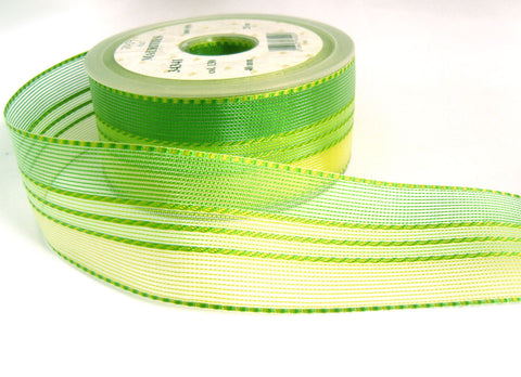 R7504 16mm Meadow Green "Bold Stripe" Sheer Ribbon by Berisfords