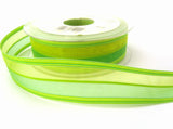R7464 25mm Greens Sheer and Silk Striped Ribbon by Berisfords