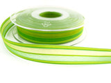 R7465 16mm Greens Sheer and Silk Striped Ribbon by Berisfords