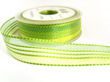 R7467 25mm Greens "Mauritius" Sheer and Banded Stripe Ribbon