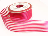 R7474 40mm Shocking Pink Satin and Sheer Stripe Ribbon