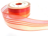 R7490 42mm Oranges "Mauritius" Sheer Ribbon with Banded Stripes