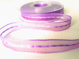 R7497 15mm Purples Sheer Ribbon with Silk Borders and Banded Centre