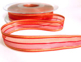 R7499 15mm Reds and Rusts Sheer and Silk Striped Ribbon by Berisfords