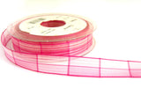 R7501 16mm Pinks Silk and Sheer Check Ribbon