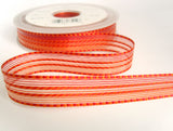 R7502 16mm Oranges Satin and Sheer Striped Ribbon by Berisfords