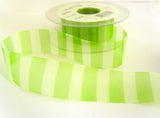 R7503 25mm Meadow Green "Bold Stripe" Sheer Ribbon by Berisfords