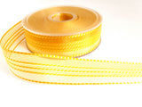 R7507 25mm Gold Yellow Sheer and Banded Stripe Ribbon