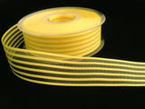 R7509 25mm Primrose Satin and Sheer Striped Ribbon by Berisfords