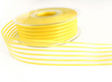 R7509 25mm Primrose Satin and Sheer Striped Ribbon by Berisfords