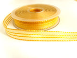 R7511 16mm Tonal Yellow Gold Sheer and Banded Stripe Ribbon
