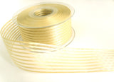R7512 40mm Cream Satin and Sheer Striped Ribbon by Berisfords