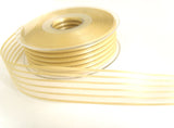 R7514 25mm Cream Satin and Sheer Striped Ribbon by Berisfords