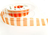 R7533 16mm Orange and White Bold Stripe Polyester Sheer Ribbon