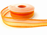 R7534 25mm Oranges "Madeira" Sheer and Silk Striped Ribbon by Berisfords