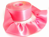 R7571 40mm Pale Hot Pink Double Satin Ribbon with a Gather Stitch Edge