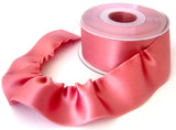 R7572 40mm Dusky Pink Double Satin Ribbon with a Gather Stitch Edge