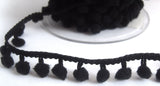 R7677 17mm Black Pom Pom Bobble Fringe - Ribbonmoon