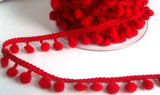 R7680 17mm Red Pom Pom Bobble Fringe - Ribbonmoon