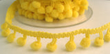 R7685 17mm Yellow Pom Pom Bobble Fringe - Ribbonmoon