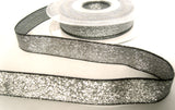R7712C 15mm Silver and Black Metallic Woven Lame Ribbon by Berisfords