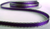 R7722 7mm Liberty Purple Double Satin Ribbon, Metallic Silver Edge - Ribbonmoon