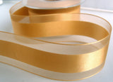 R7733 40mm Honey Gold Satin and Sheer Striped Ribbon by Berisfords - Ribbonmoon