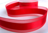 R7735 40mm Red Double Face Satin and Sheer Striped Ribbon by Berisfords - Ribbonmoon